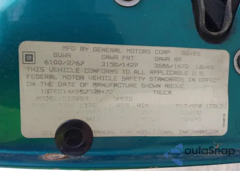 1995 GMC Sierra C1500 z USA, uszkodzony, nr VIN 1GTEC14K9SZ528472